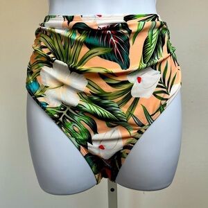 Cupshe Floral Print Med High Waisted Bikini Bottom Full Coverage NWOT